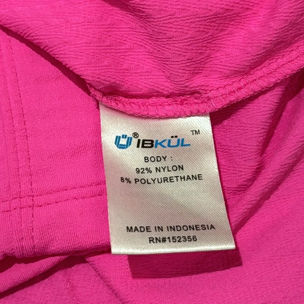 IBKUL Tennis Hot Pink UPF 50+ Mini Zip Pocket Pull On Flounce Skort Skirt L - Picture 8 of 13